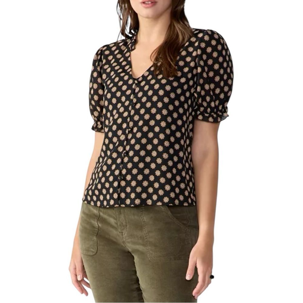 Sanctuary Fall Into You Ruffled Trim Blouse, Small, NWT